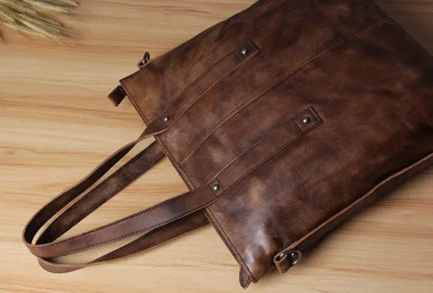 Handmade Leather handbag purse tote shoulder bag for women leather shopper bag