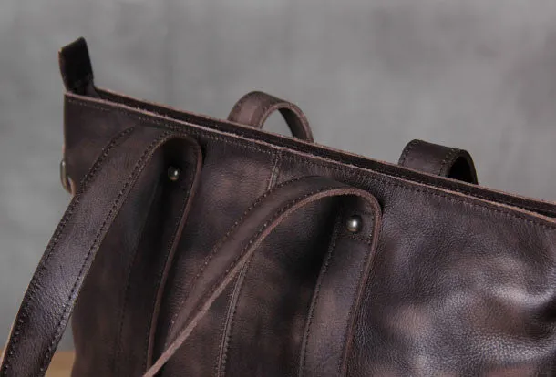 Handmade Leather handbag purse tote shoulder bag for women leather shopper bag
