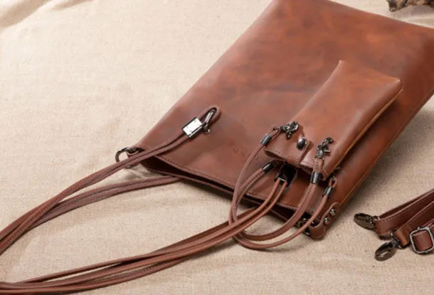 Handmade Leather handbag shoulder bag large tote for women leather shopper bag