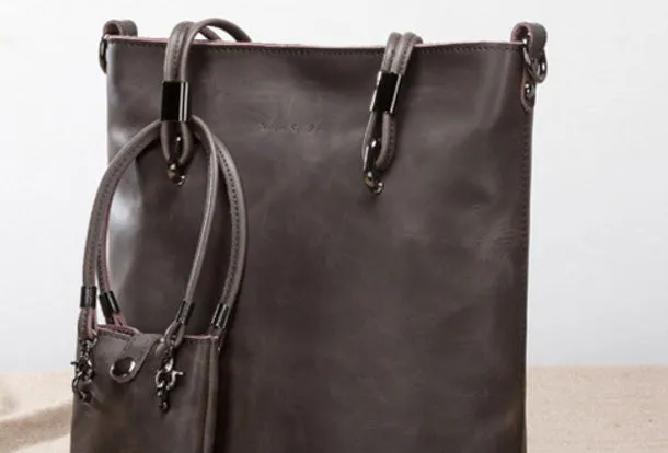Handmade Leather handbag shoulder bag large tote for women leather shopper bag