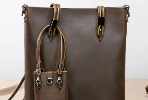Handmade Leather handbag shoulder bag large tote for women leather shopper bag