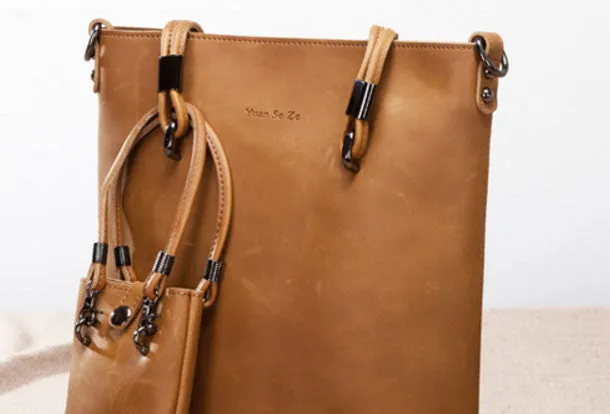 Handmade Leather handbag shoulder bag large tote for women leather shopper bag