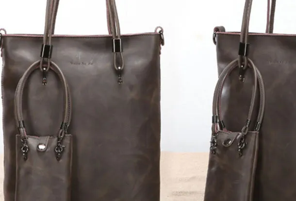 Handmade Leather handbag shoulder bag large tote for women leather shopper bag