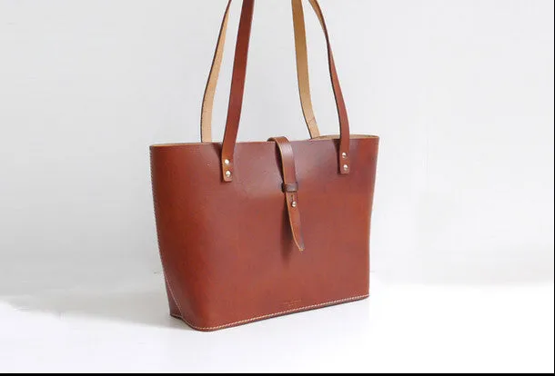 Handmade Leather handbag shoulder tote bag brown for women leather shoulder bag