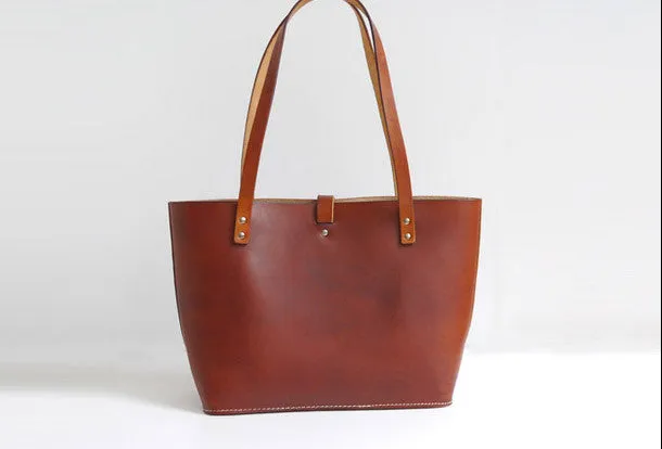 Handmade Leather handbag shoulder tote bag brown for women leather shoulder bag