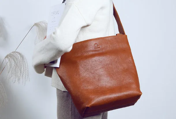 Handmade Leather Handbag Tote Bags Shopper Bag Shoulder Bag Purse For Women