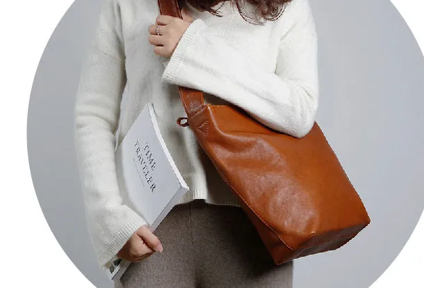 Handmade Leather Handbag Tote Bags Shopper Bag Shoulder Bag Purse For Women