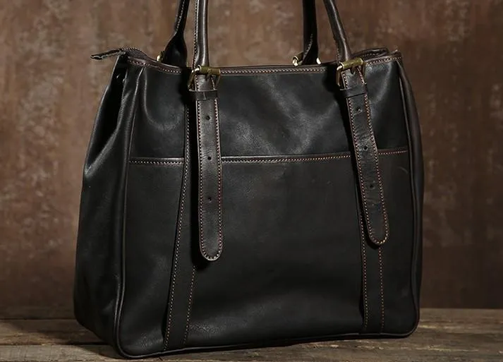 Handmade Leather Mens Tote Bag Cool Handbag Shoulder Bag Work Bag Laptop Bag for Men