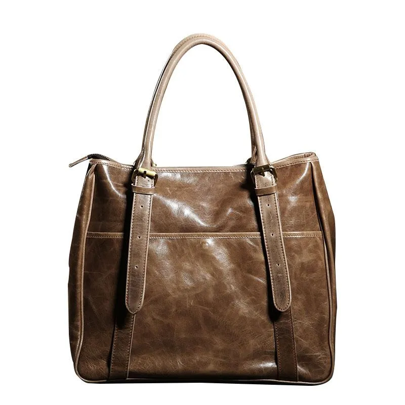 Handmade Leather Mens Tote Bag Cool Handbag Shoulder Bag Work Bag Laptop Bag for Men