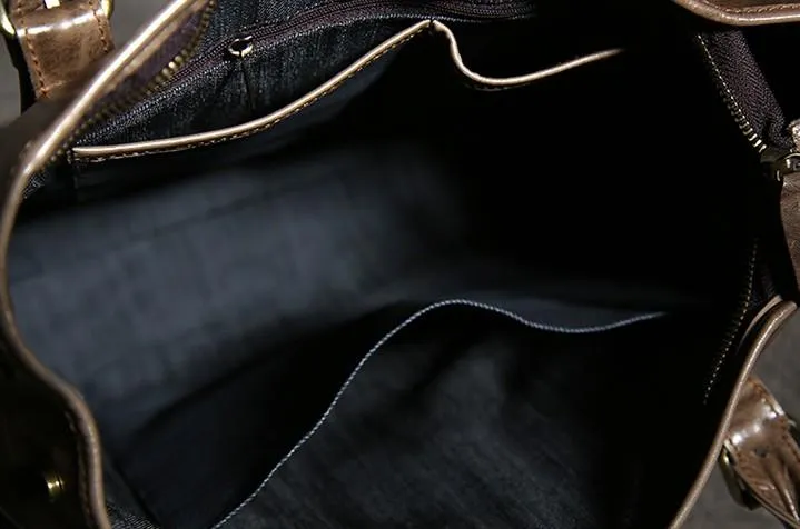 Handmade Leather Mens Tote Bag Cool Handbag Shoulder Bag Work Bag Laptop Bag for Men