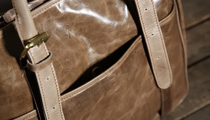 Handmade Leather Mens Tote Bag Cool Handbag Shoulder Bag Work Bag Laptop Bag for Men