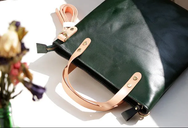 Handmade Leather tote bag shopper bag for women leather shoulder bag handbag