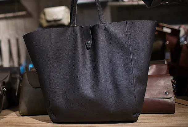 Handmade Leather vintage Big Large tote bag coffee black for women leather shoulder bag