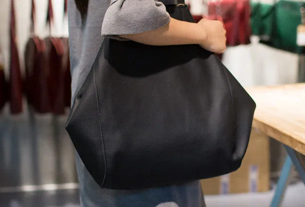 Handmade Leather vintage Big Large tote bag coffee black for women leather shoulder bag