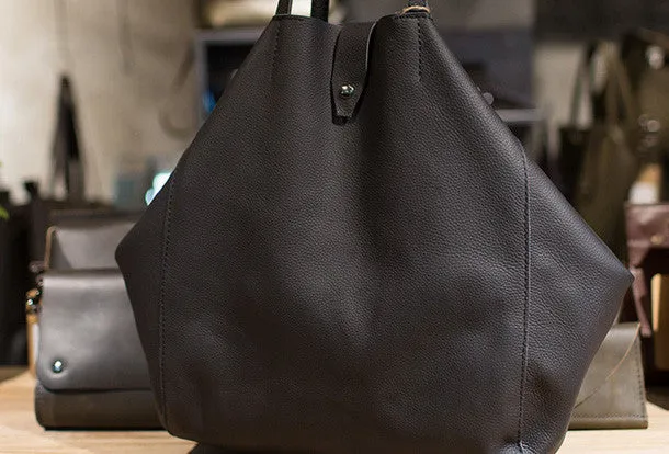 Handmade Leather vintage Big Large tote bag coffee black for women leather shoulder bag