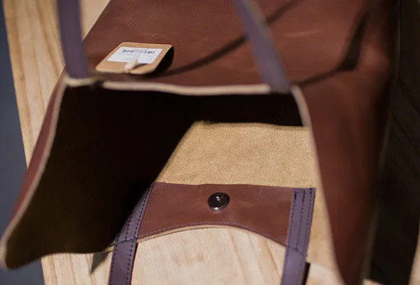 Handmade Leather vintage Large tote bag coffee brown for women leather shoulder bag