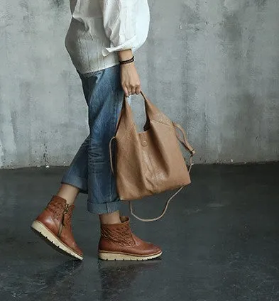 Handmade LEATHER WOMENs Small Shopper Tote SHOULDER Tote BAG FOR WOMEN