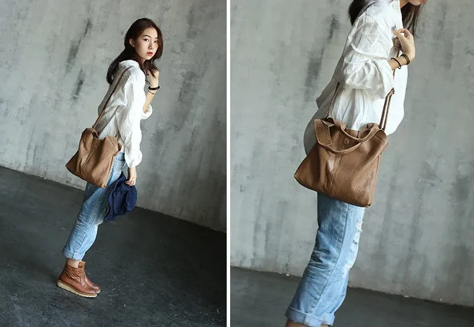 Handmade LEATHER WOMENs Small Shopper Tote SHOULDER Tote BAG FOR WOMEN