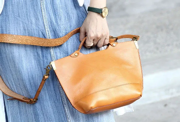 Handmade tote handbag shopper purse leather crossbody bag shoulder bag women