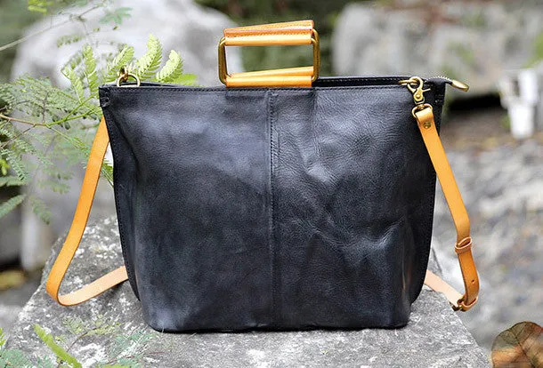 Handmade vintage handbag green black shoulder bag tote bag