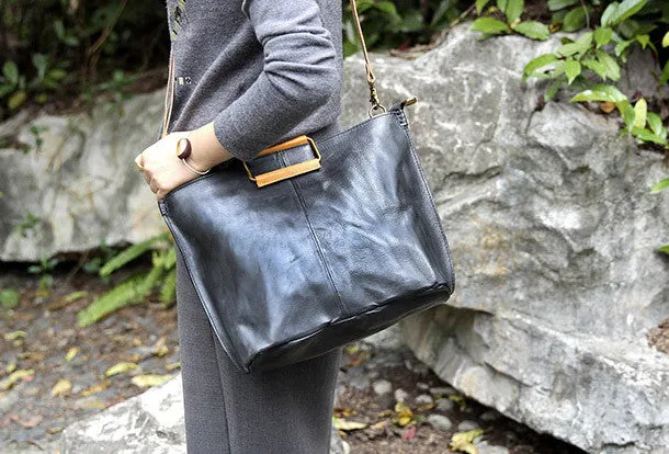 Handmade vintage handbag green black shoulder bag tote bag