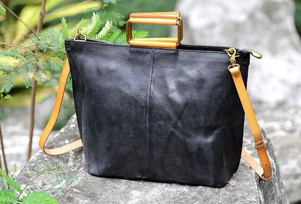 Handmade vintage handbag green black shoulder bag tote bag