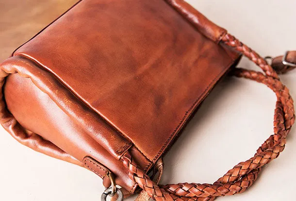Handmade vintage handbag tote bag leather crossbody bag purse shoulder bag women