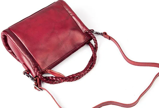 Handmade vintage handbag tote bag leather crossbody bag purse shoulder bag women