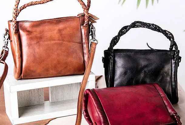 Handmade vintage handbag tote bag leather crossbody bag purse shoulder bag women