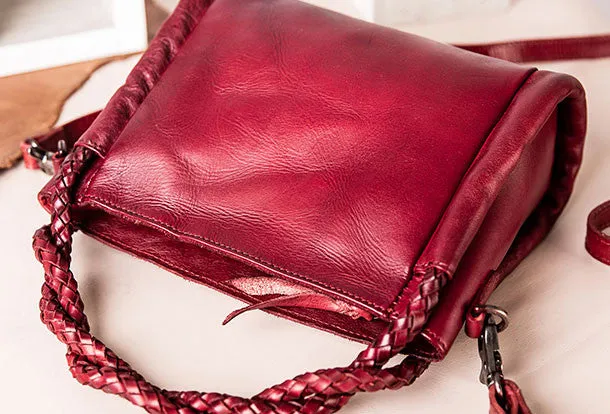 Handmade vintage handbag tote bag leather crossbody bag purse shoulder bag women