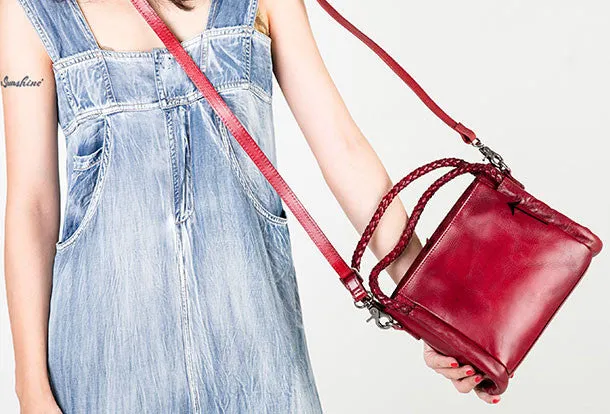 Handmade vintage handbag tote bag leather crossbody bag purse shoulder bag women
