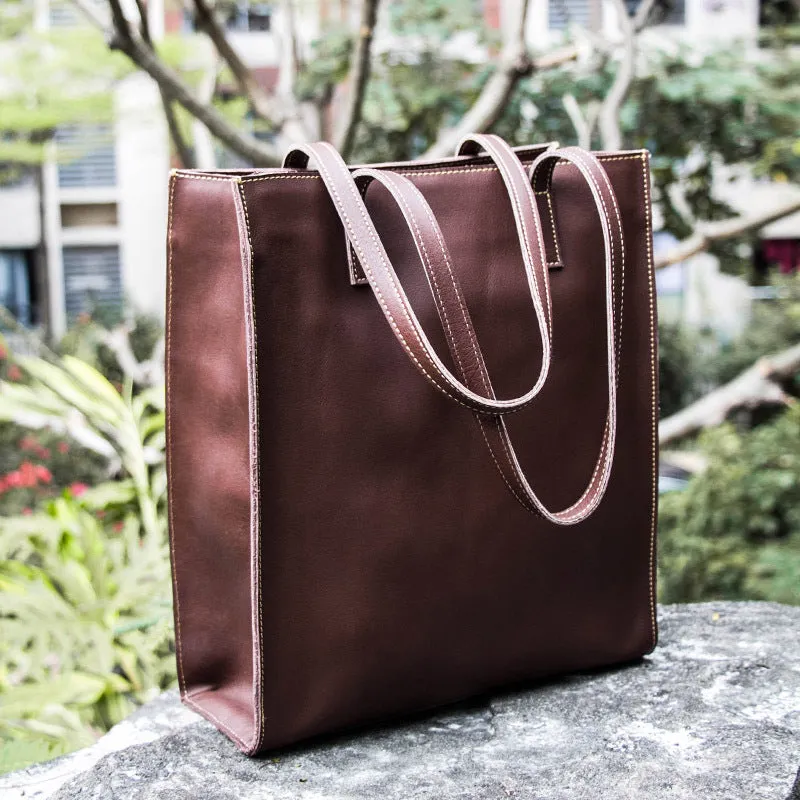 Handmade vintage womens leather tote bags shoulder bag for women
