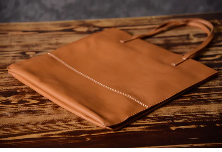 Handmade Women Leather Tote Bag Brown For Women