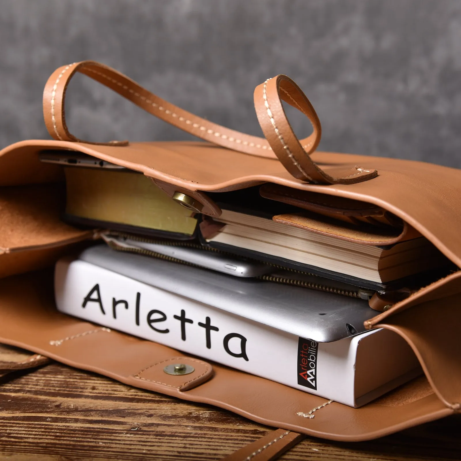 Handmade Women Leather Tote Bag Brown For Women