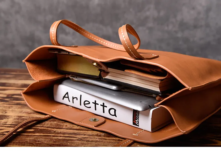 Handmade Women Leather Tote Bag Brown For Women
