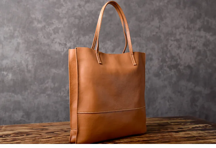 Handmade Women Leather Tote Bag Brown For Women