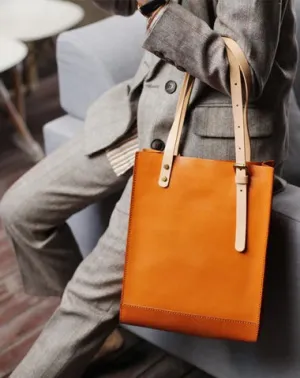 Handmade Yellow Womens Leather Laptop Tote Leather Tote Bags For Work Leather Tote With Zipper