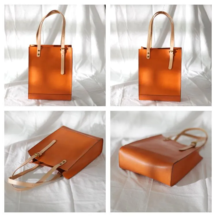 Handmade Yellow Womens Leather Laptop Tote Leather Tote Bags For Work Leather Tote With Zipper