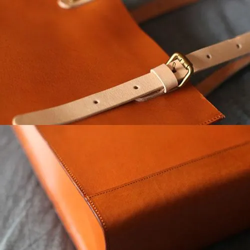 Handmade Yellow Womens Leather Laptop Tote Leather Tote Bags For Work Leather Tote With Zipper