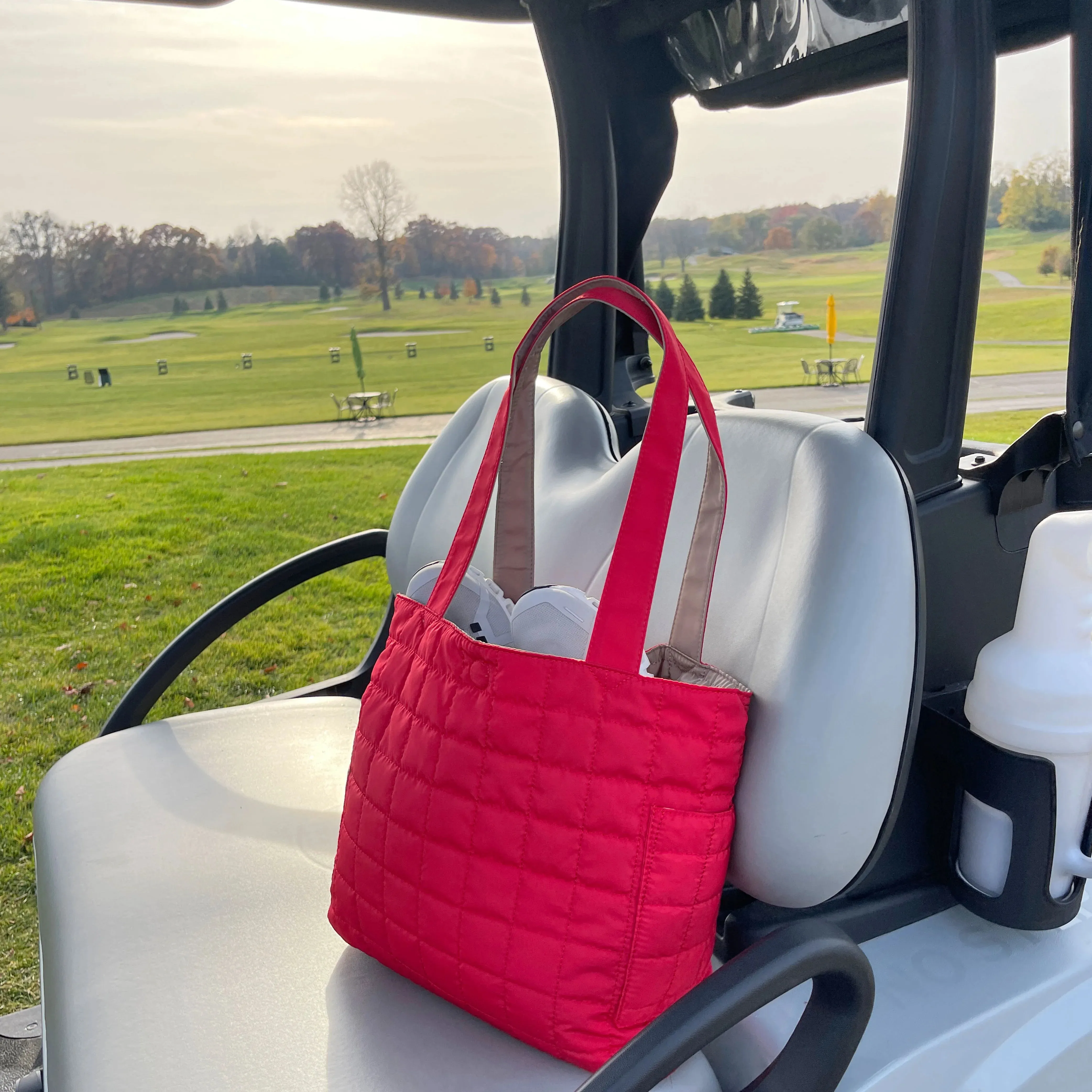 K Carroll - Reversible Nylon Tote, Red & Taupe