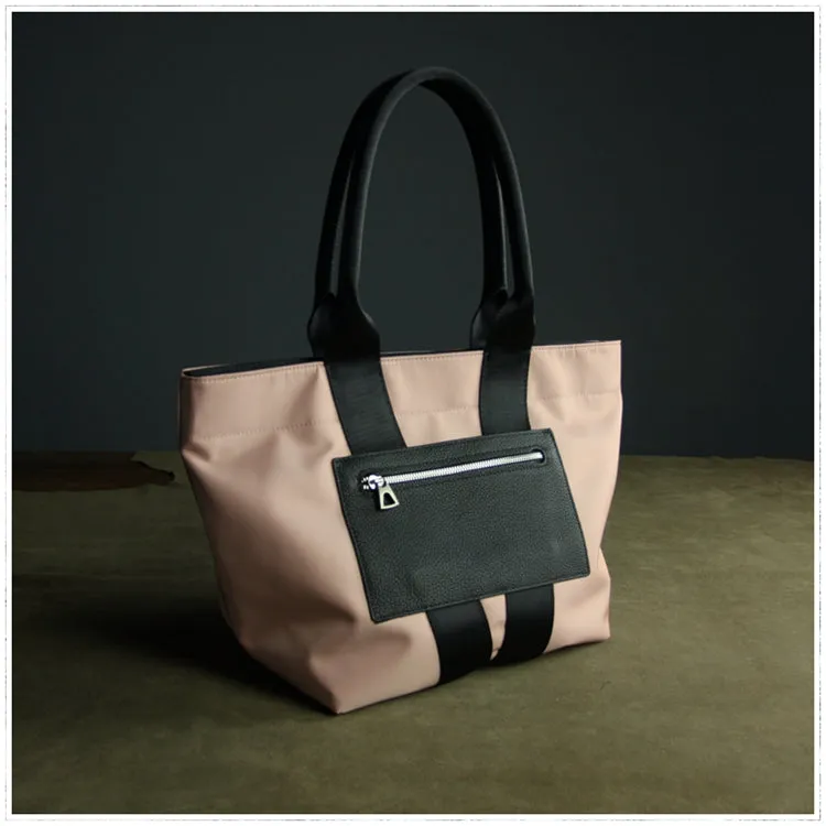 Khaki Womens Nylon Shopper Tote Womens Nylon Shoulder Tote Khaki Nylon Handbag Purse for Ladies
