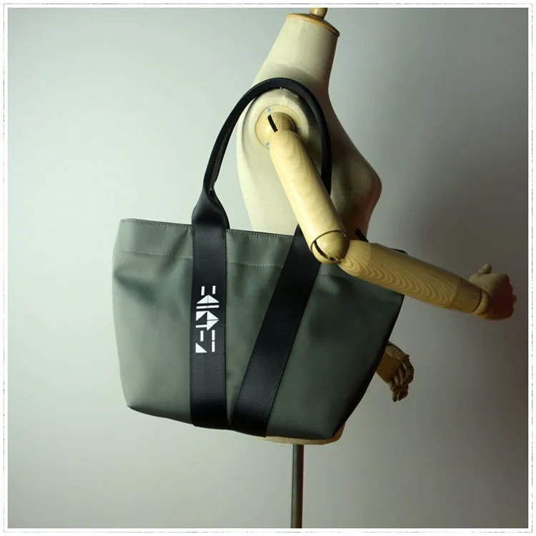 Khaki Womens Nylon Shopper Tote Womens Nylon Shoulder Tote Khaki Nylon Handbag Purse for Ladies