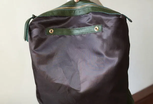 Khaki&Orange Leather Tote Bag Two Tone Tote Bag Womens Two Tone Purse Leather Work Tote Bag