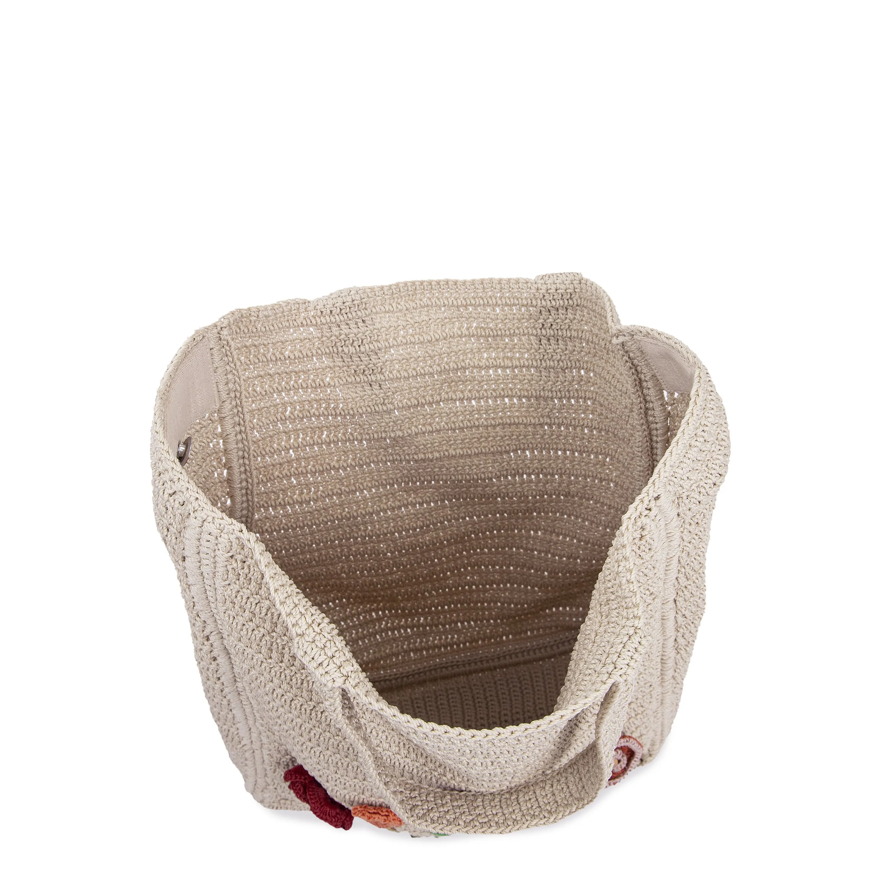 Lanie Market Tote - Hand Crochet - Flower Ecru