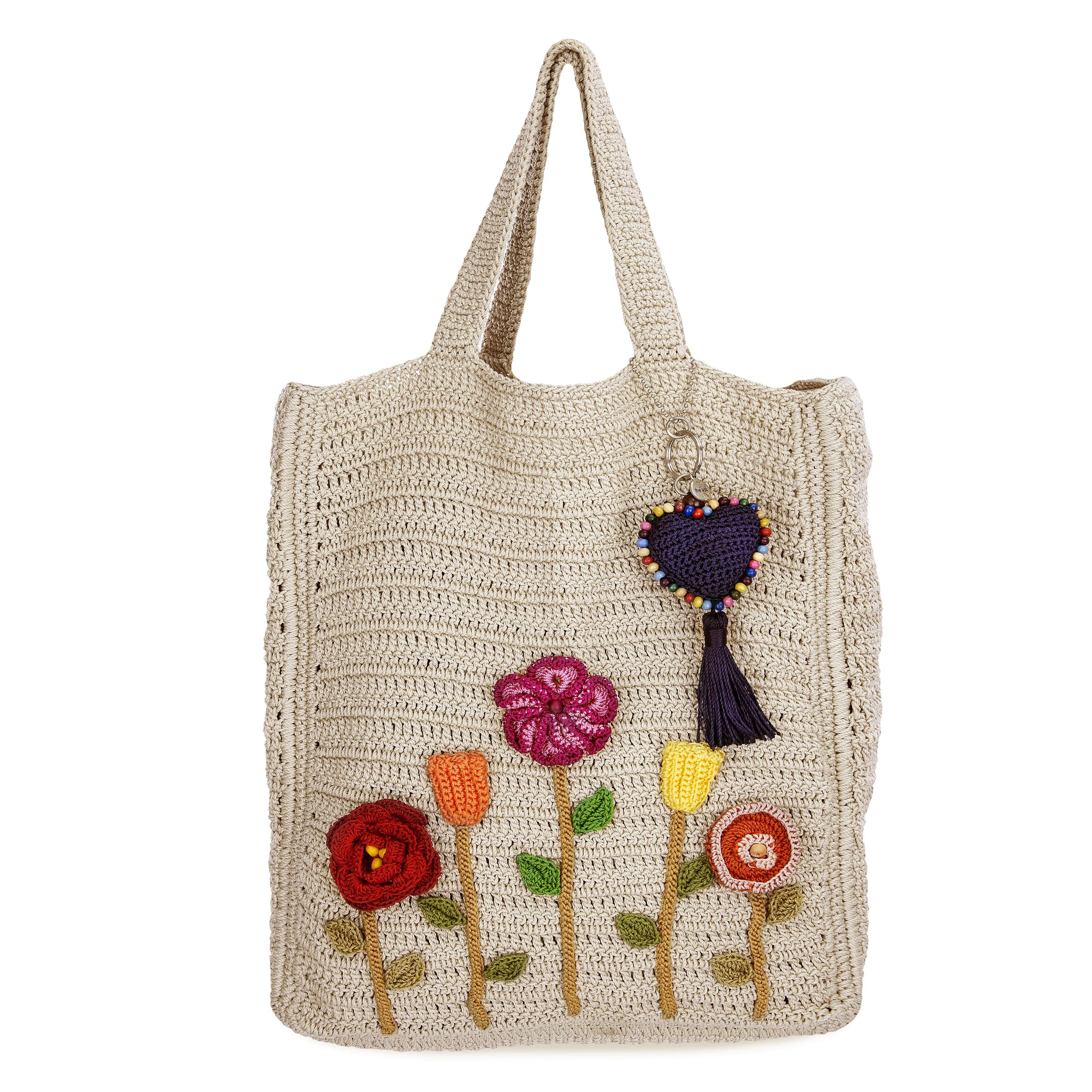 Lanie Market Tote - Hand Crochet - Flower Ecru