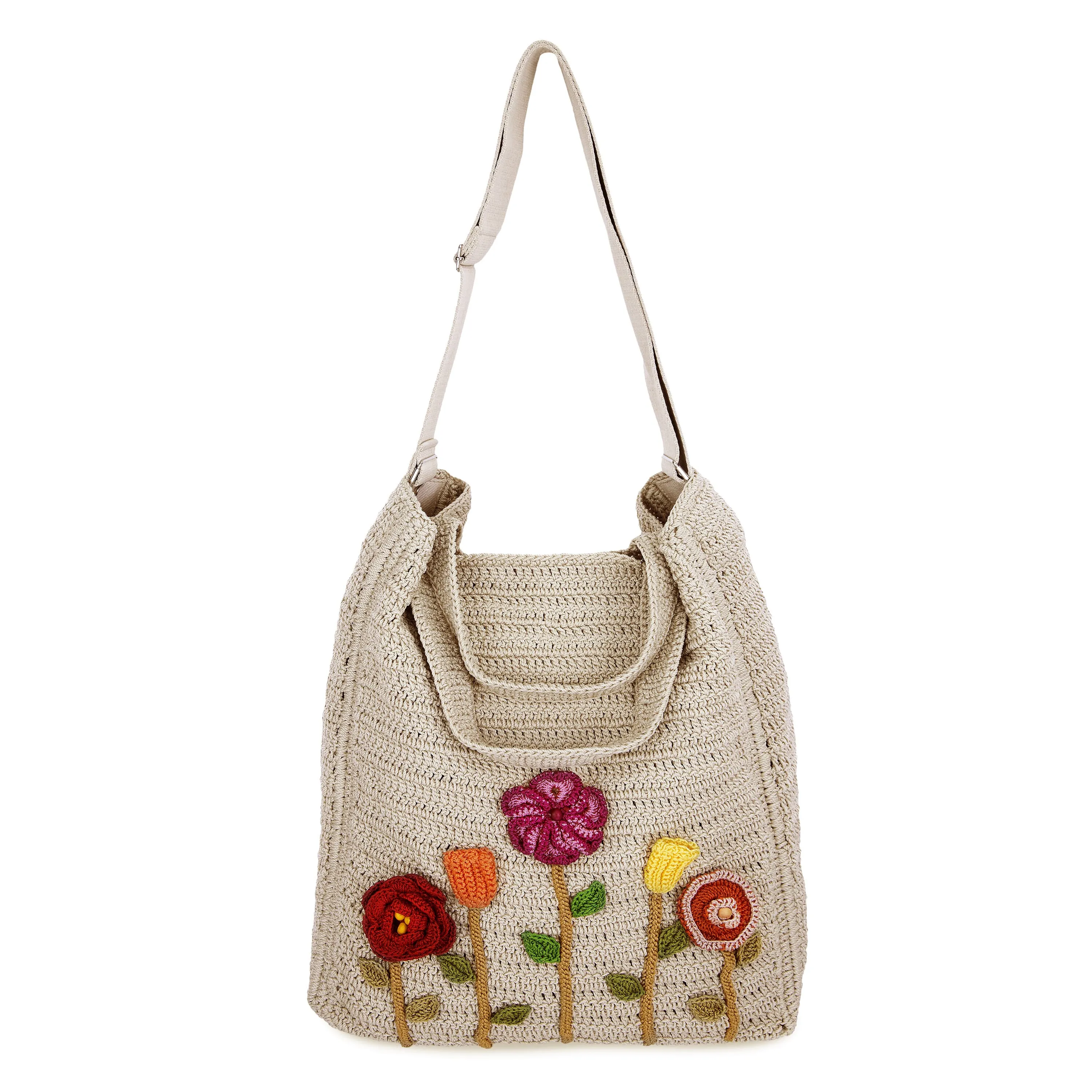 Lanie Market Tote - Hand Crochet - Flower Ecru