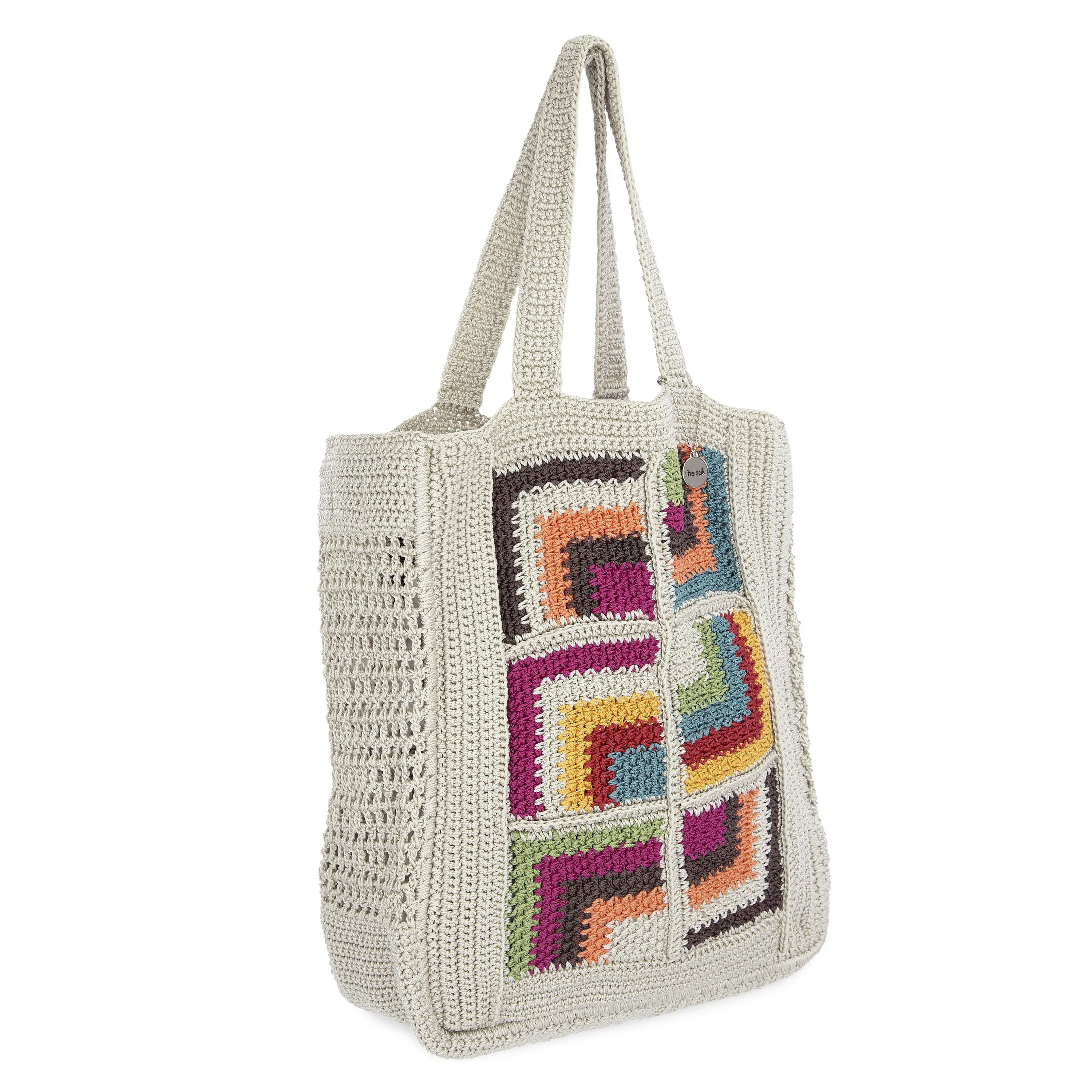 Lanie Market Tote - Hand Crochet - Multi Geo