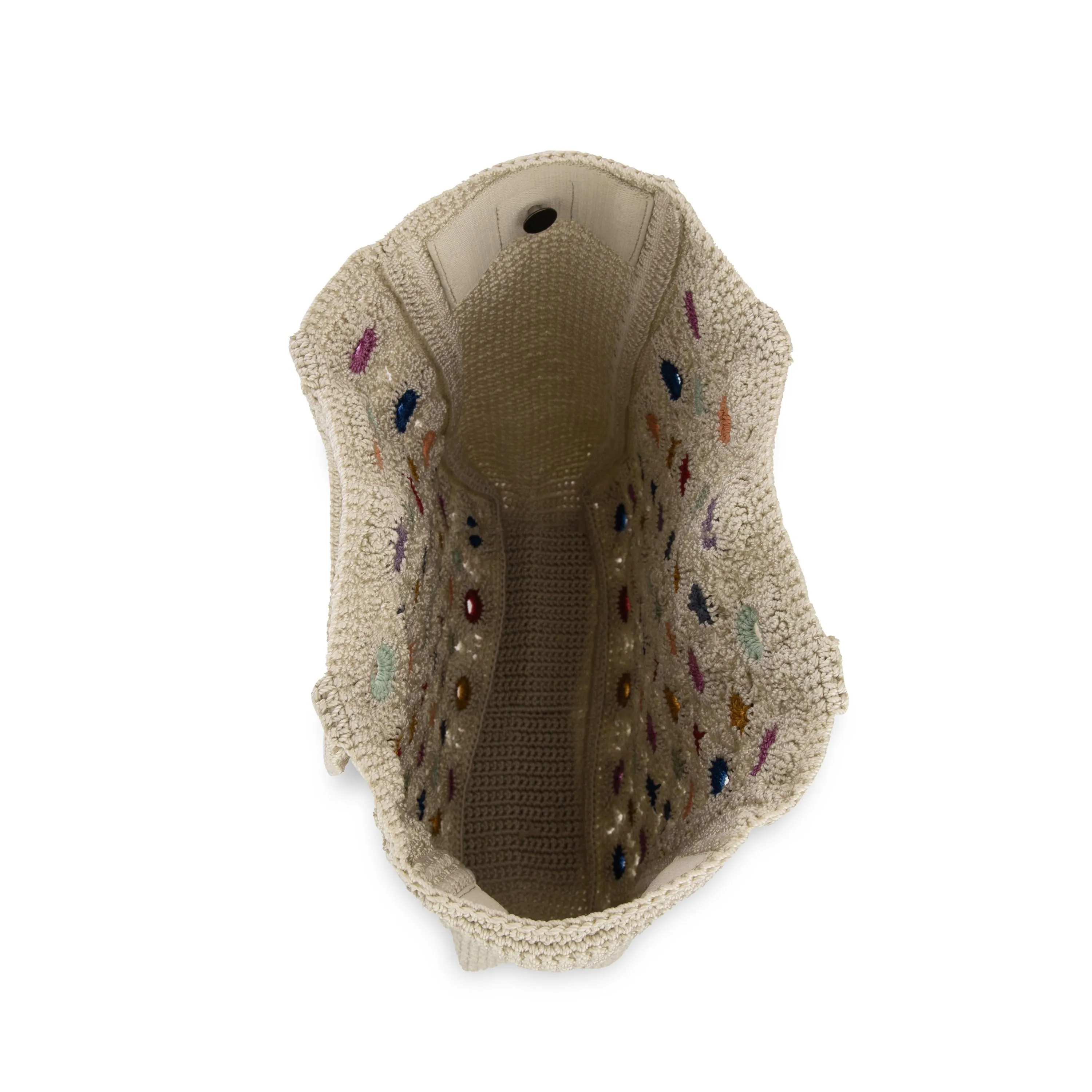 Lanie Market Tote - Hand Crochet - Natural Multi Flowers