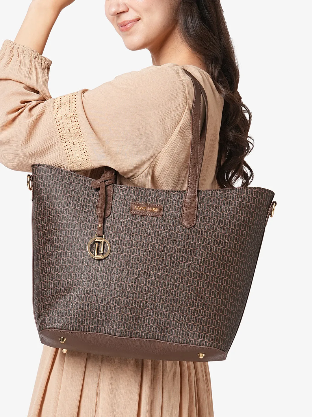 Lavie Luxe Monogram Hailon24 Pro Choco Large Women's handbag