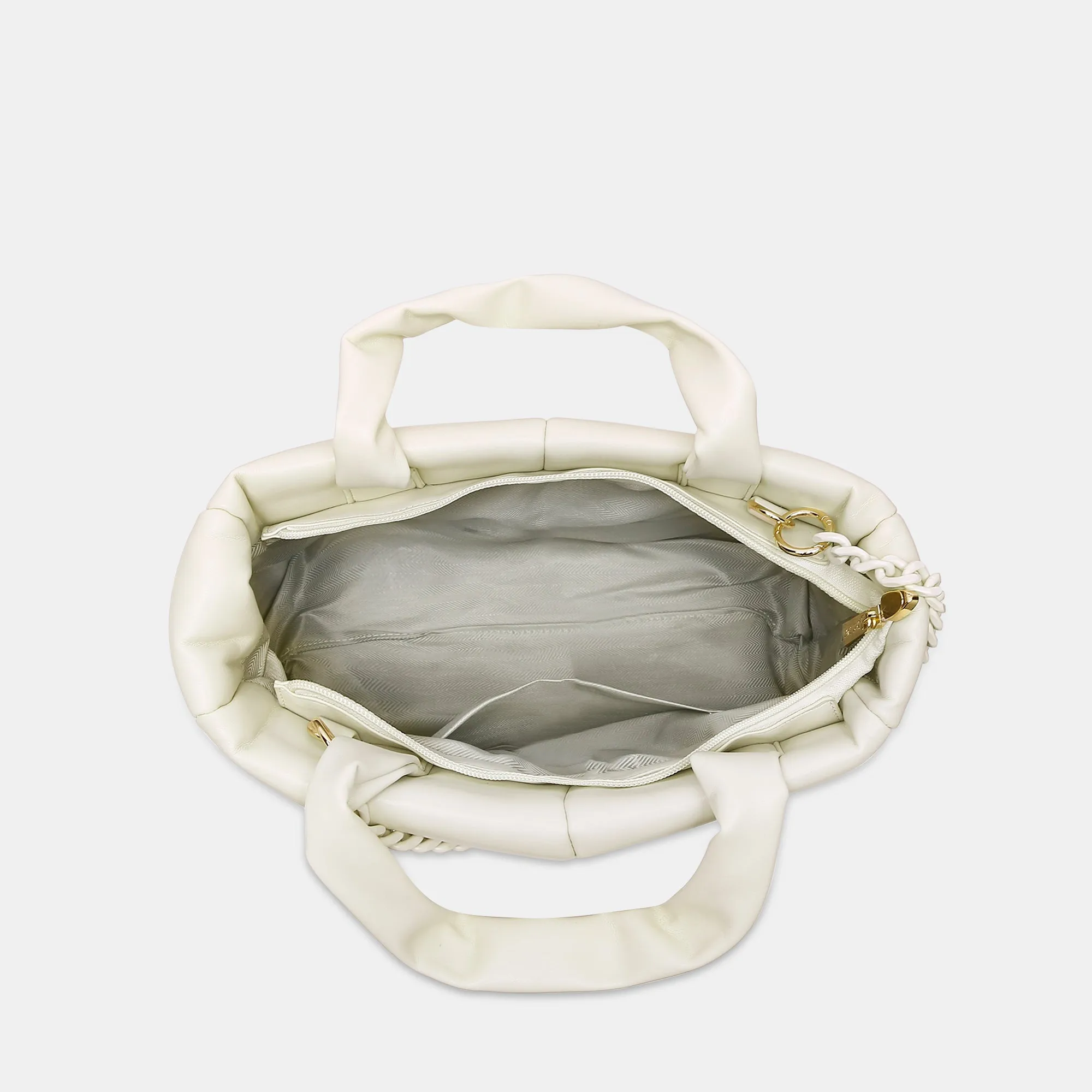 Lavie Luxe Puff Off White Small Women's Tote